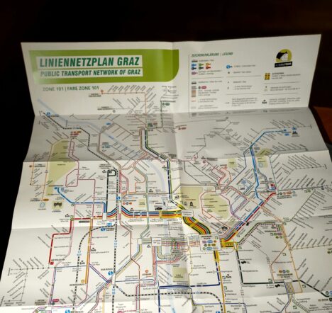Liniennetzplan der Linien des Öffentlichen Verkehrs in Graz