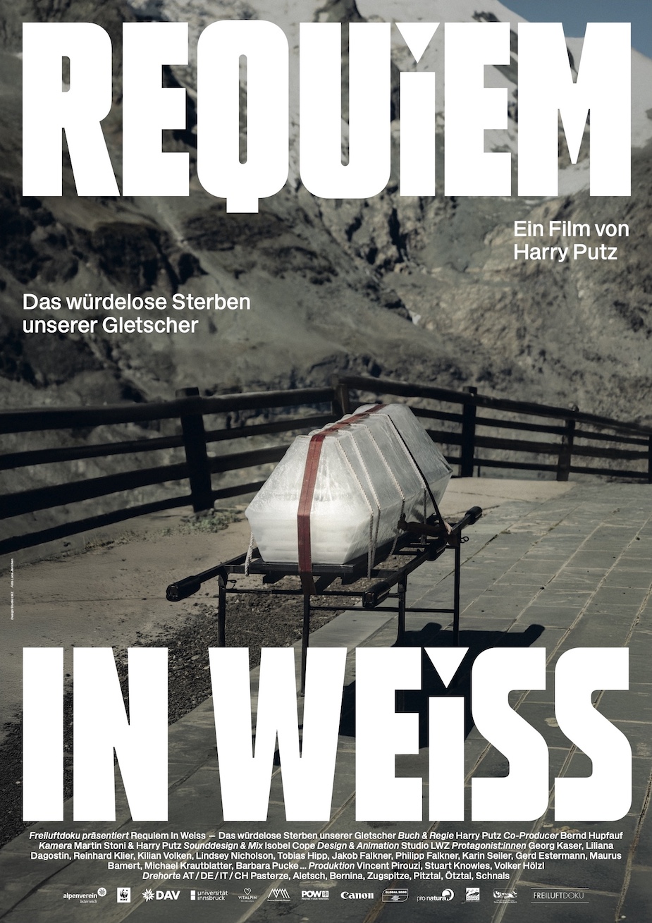 Poster Requiem in Weiss, Künstlerische Intervention "Eissarg" von Max Seibald
