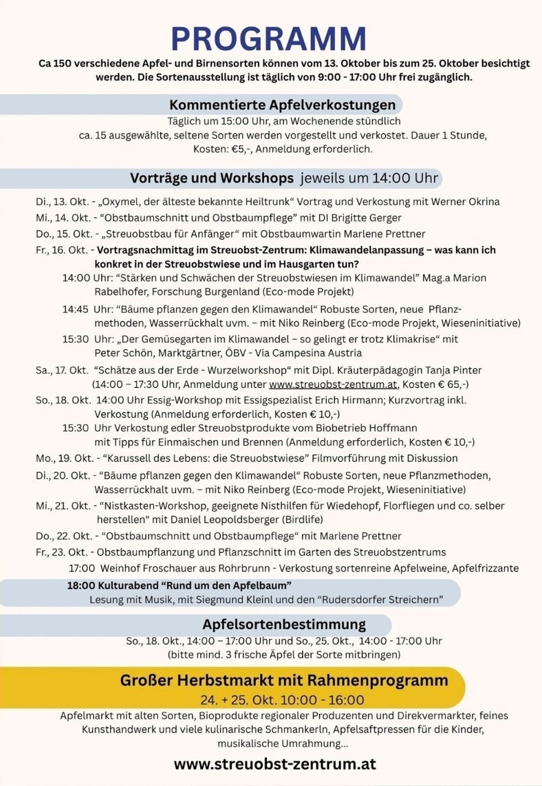 13. - 25. Oktober 2026 APFEL-KULINARIUM beim Streuobst-Kompetenzzentrum Burgauberg